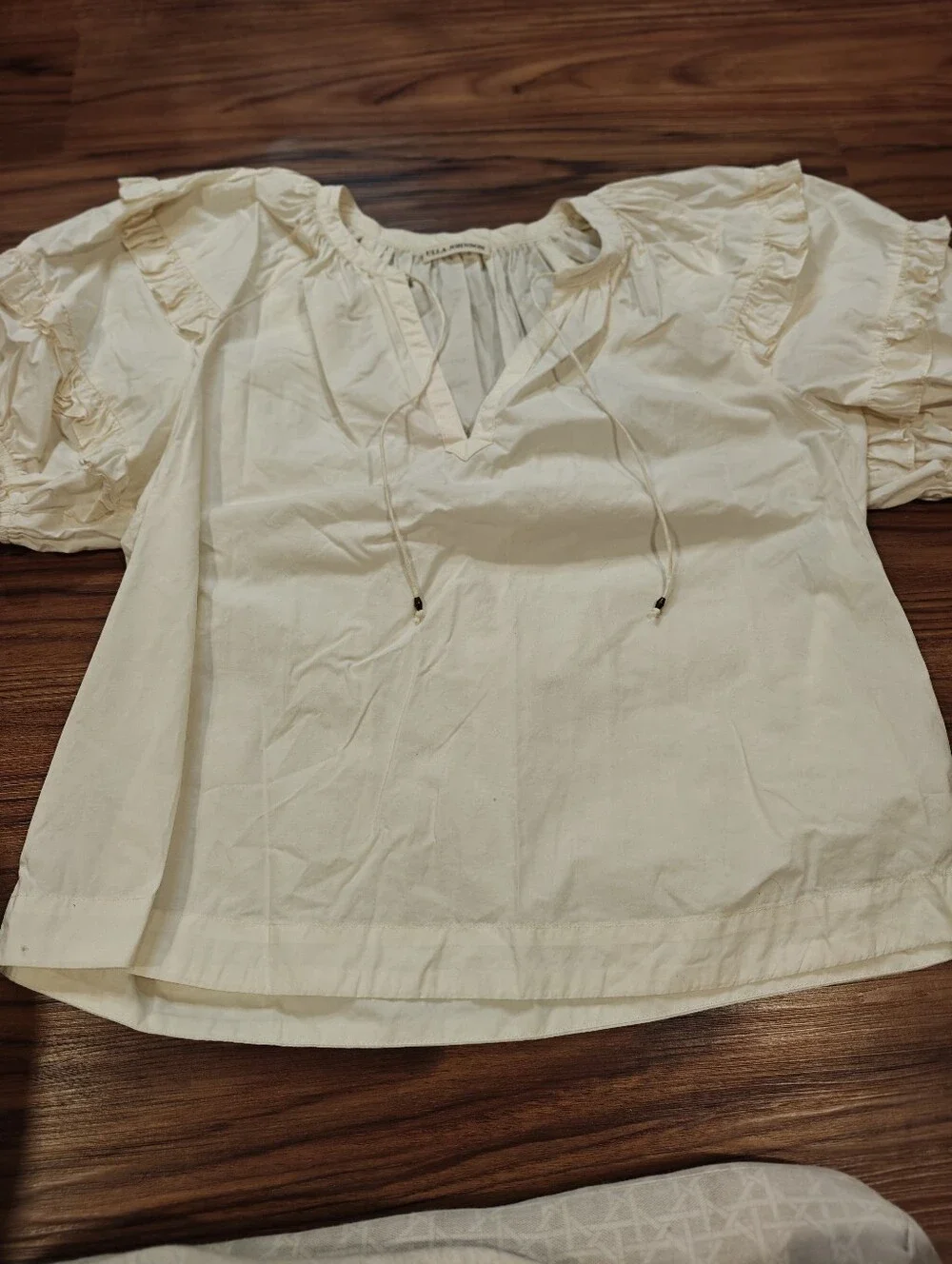 Ulla Johnson Cream Puff-Sleeve Ruffle Blouse